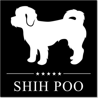 Shih Poo Dog White Silhouette Posters and Art